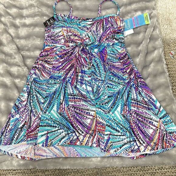 SWIM SOLUTIONS Women S Multi Color Printed Tummy Control Bust Support Lined Stre - Picture 2 of 3